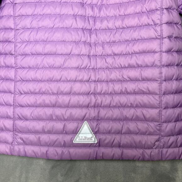 LL Bean Downtek Down Puffer Jacket Youth Girls Large 14-16 Purple Pink 18.5x23.5 - Picture 4 of 11